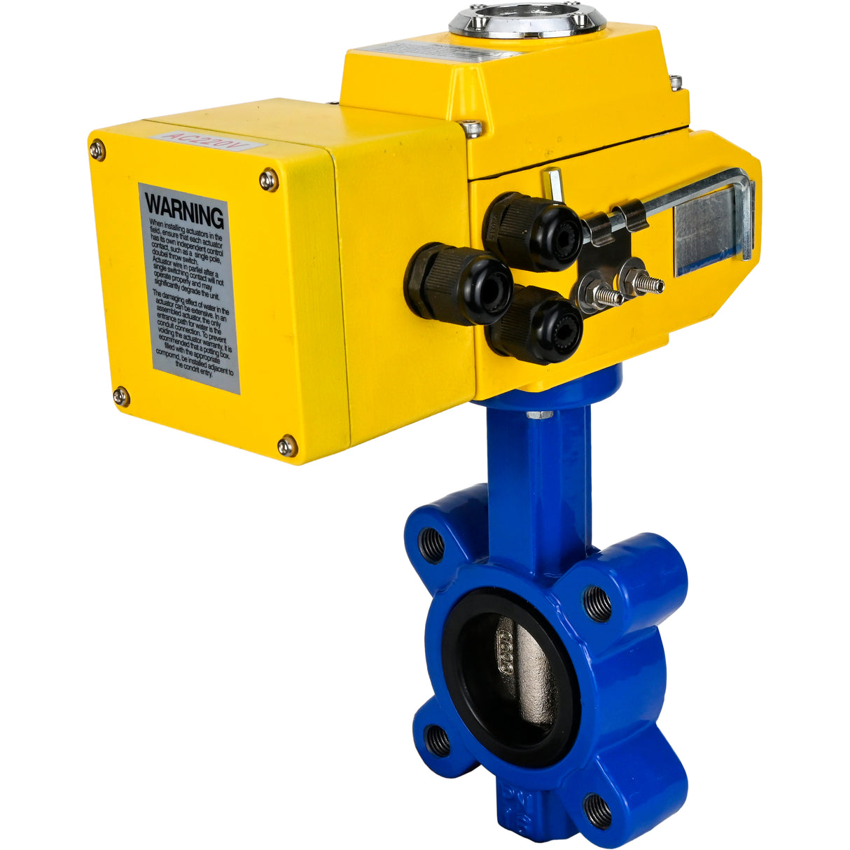 Wasser-Schmetterlingsventil Elephant WBV1616E-2W-Fb-H, Gehäusematerial - Gusseisen QT450, Scheibenmaterial - Gusseisen QT450, Dichtung - EPDM, elektrischer Antrieb QT-N-EM-A1-220VAC-U1 220V