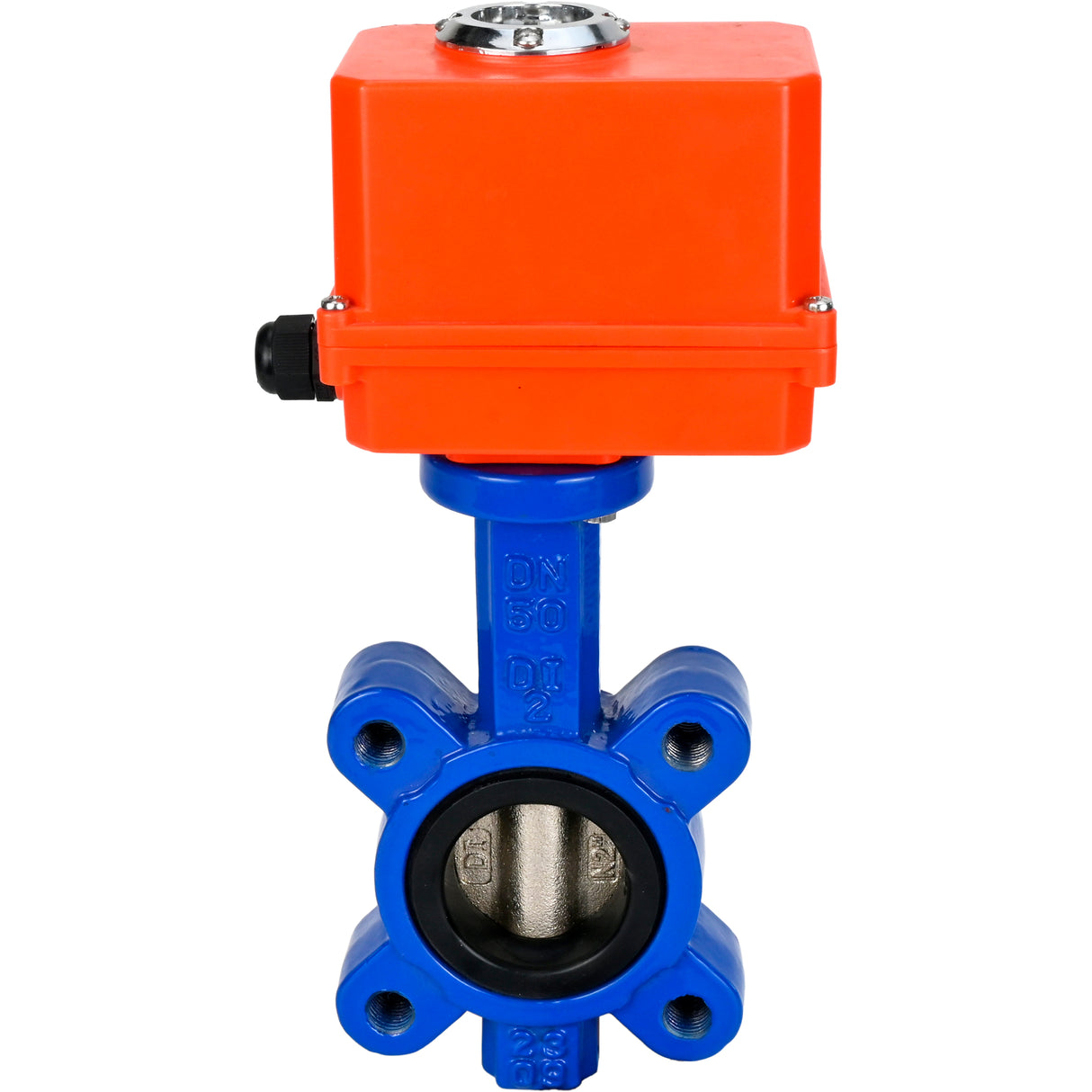 Wasser-Schmetterlingsventil Elephant WBV1616E-2W-Fb-H, Gehäusematerial - Gusseisen QT450, Scheibenmaterial - Gusseisen QT450, Dichtung - EPDM, elektrischer Antrieb QT-N-EM-O1-220VAC-U1 MINI 220V