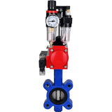 Wasser-Schmetterlingsventil Elephant WBV1631E-2W-Fb-H, Gehäusematerial - Gusseisen QT450, Scheibenmaterial - Edelstahl AISI 304, Dichtung - EPDM, mit pneumatischem Doppelwirkungsantrieb PA-DA, 4M310-08 24V, ATU AFC2000