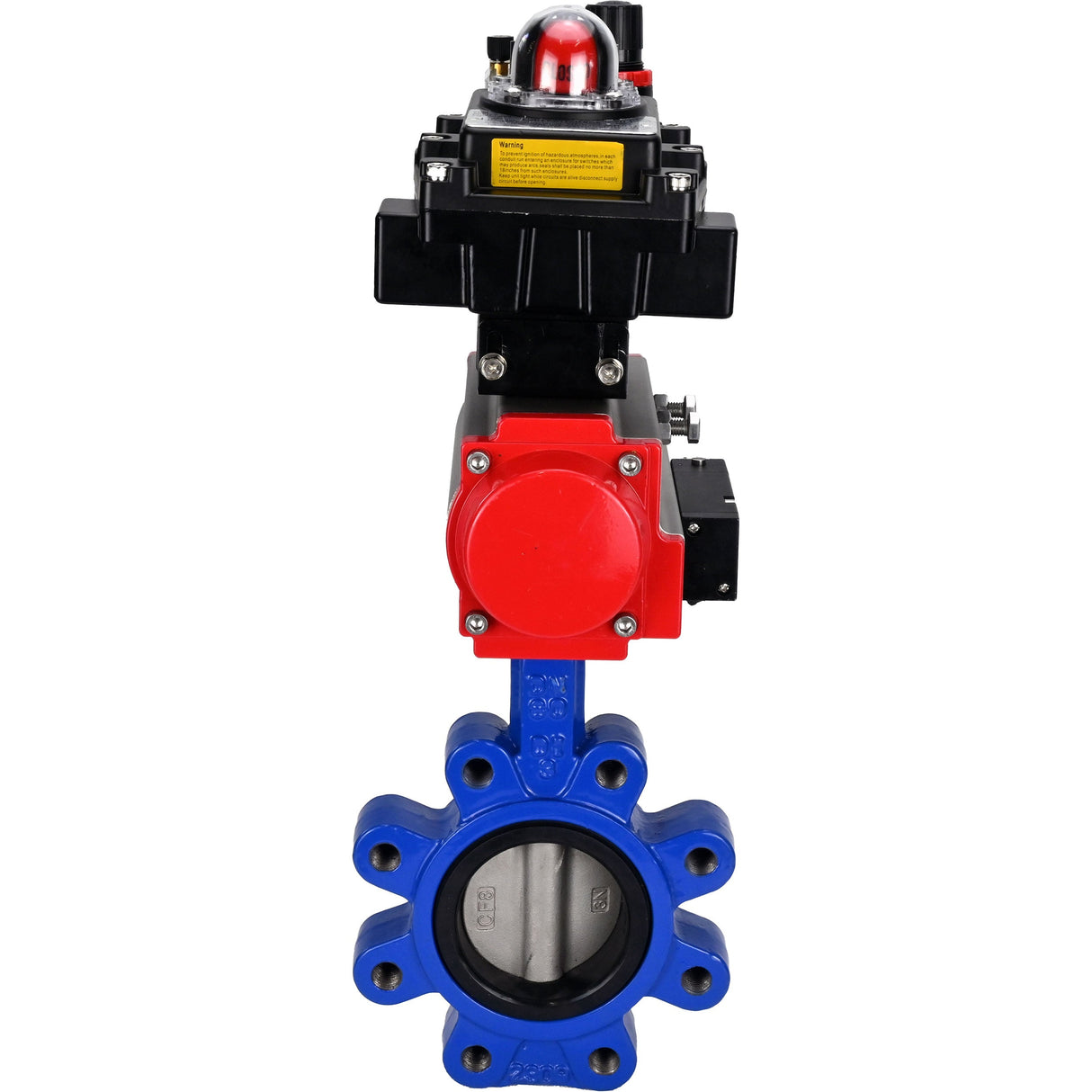 Wasser-Schmetterlingsventil Elephant WBV1631N-2W-Fb-H, Gehäusematerial - Gusseisen QT450, Scheibenmaterial - Edelstahl AISI 304, Dichtung - NBR, pneumatischer Antrieb PA-DA Doppelwirkung, 4M310-08 220V, LSU APL-410N EX, ATU AFC2000