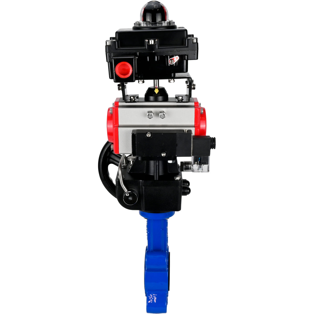 Wasser-Schmetterlingsventil Elephant WBV1631N-2W-Fb-H, Gehäusematerial - Gusseisen QT450, Scheibenmaterial - Edelstahl AISI 304, Dichtung - NBR, pneumatischer Antrieb PA-DA Doppelwirkung, 4M310-08 220V, LSU APL-410N EX, Handrad MON