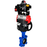Wasser-Schmetterlingsventil Elephant WBV1631N-2W-Fb-H, Gehäusematerial - Gusseisen QT450, Scheibenmaterial - Edelstahl AISI 304, Dichtung - NBR, pneumatischer Antrieb PA-DA Doppelwirkung, 4M310-08 220V, LSU APL-410N EX, Handrad MON