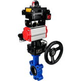 Wasser-Schmetterlingsventil Elephant WBV1631N-2W-Fb-H, Gehäusematerial - Gusseisen QT450, Scheibenmaterial - Edelstahl AISI 304, Dichtung - NBR, pneumatischer Antrieb PA-DA Doppelwirkung, 4M310-08 220V, LSU APL-410N EX, Handrad MON