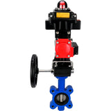 Wasser-Schmetterlingsventil Elephant WBV1631N-2W-Fb-H, Gehäusematerial - Gusseisen QT450, Scheibenmaterial - Edelstahl AISI 304, Dichtung - NBR, pneumatischer Antrieb PA-DA Doppelwirkung, 4M310-08 220V, LSU APL-410N EX, Handrad MON