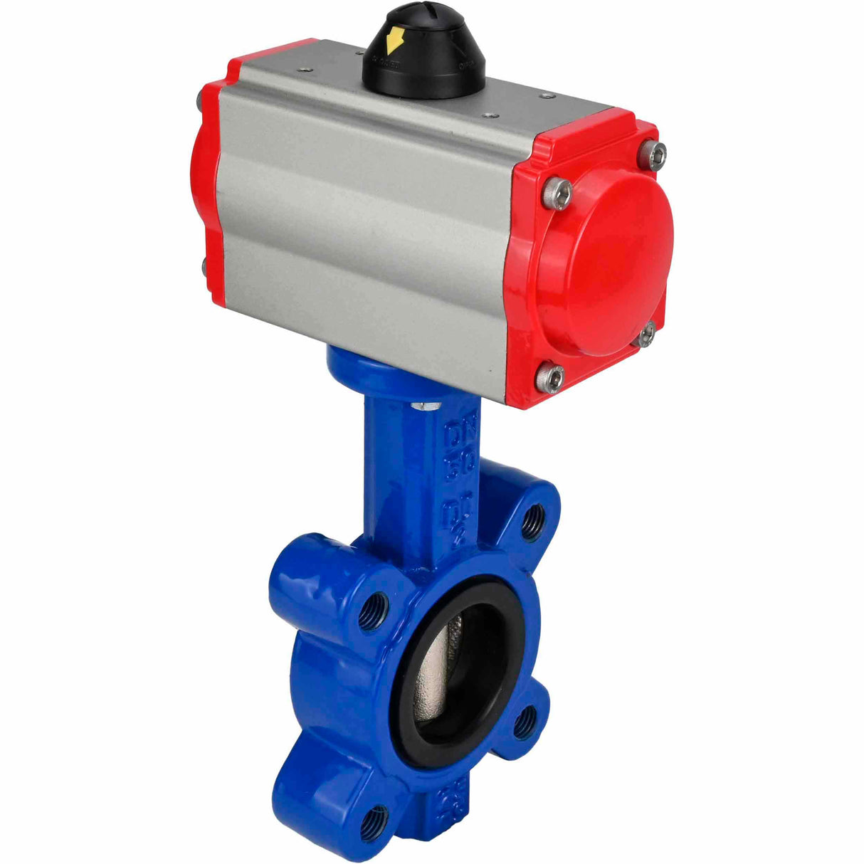 Wasser-Schmetterlingsventil Elephant WBV1631E-2W-Fb-H, Gehäusematerial - Gusseisen QT450, Scheibenmaterial - Edelstahl AISI 304, Dichtung - EPDM, mit pneumatischem Doppelwirkungsantrieb PA-DA, 4M310-08 24V