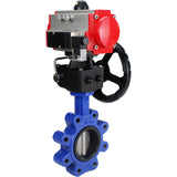 Wasser-Schmetterlingsventil Elephant WBV1631N-2W-Fb-H, Gehäusematerial - Gusseisen QT450, Scheibenmaterial - Edelstahl AISI 304, Dichtung - NBR, pneumatischer Antrieb PA-DA Doppelwirkung, 4M310-08 220V Handrad MON