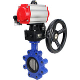 Wasser-Schmetterlingsventil Elephant WBV1631E-2W-Fb-H, Gehäusematerial - Gusseisen QT450, Scheibenmaterial - Edelstahl AISI 304, Dichtung - EPDM, pneumatischer Antrieb PA-DA Doppelwirkung, 4M310-08 220V Handrad MON