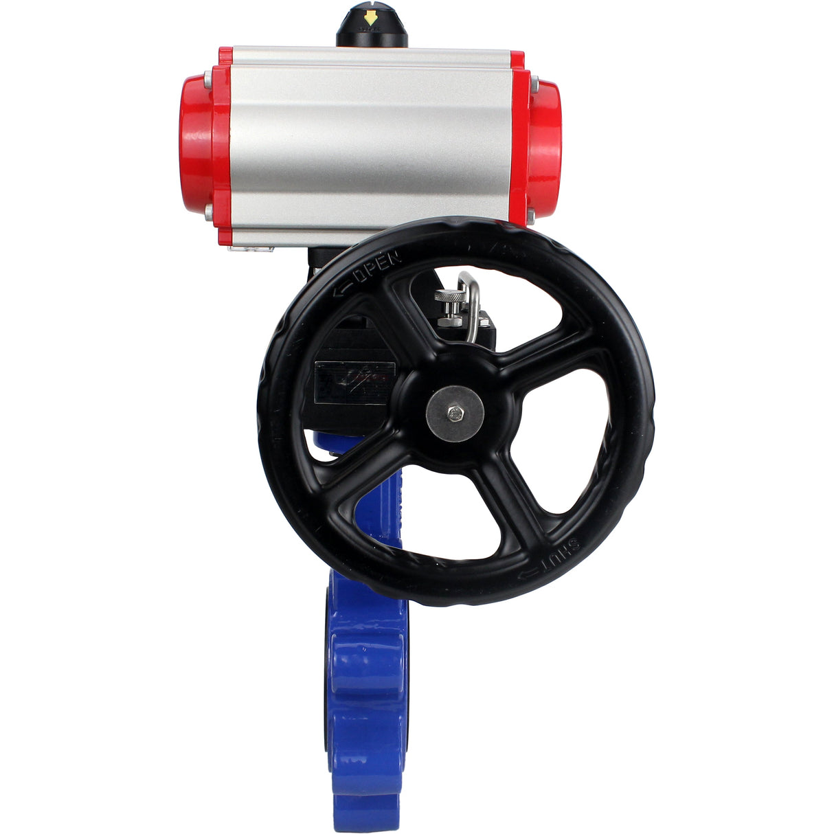 Wasser-Schmetterlingsventil Elephant WBV1631N-2W-Fb-H, Gehäusematerial - Gusseisen QT450, Scheibenmaterial - Edelstahl AISI 304, Dichtung - NBR, pneumatischer Antrieb PA-DA Doppelwirkung, 4M310-08 220V Handrad MON