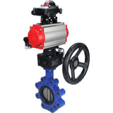 Wasser-Schmetterlingsventil Elephant WBV1631E-2W-Fb-H, Gehäusematerial - Gusseisen QT450, Scheibenmaterial - Edelstahl AISI 304, Dichtung - EPDM, pneumatischer Antrieb PA-DA Doppelwirkung, 4M310-08 24V, LSU APL-210N, Handrad MON