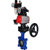 Wasser-Schmetterlingsventil Elephant WBV1631N-2W-Fb-H, Gehäusematerial - Gusseisen QT450, Scheibenmaterial - Edelstahl AISI 304, Dichtung - NBR, pneumatischer Antrieb PA-DA Doppelwirkung, 4M310-08 220V, LSU APL-210N, Handrad MON, ATU AFC2000