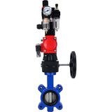 Wasser-Schmetterlingsventil Elephant WBV1631N-2W-Fb-H, Gehäusematerial - Gusseisen QT450, Scheibenmaterial - Edelstahl AISI 304, Dichtung - NBR, pneumatischer Antrieb PA-DA Doppelwirkung, 4M310-08 220V, LSU APL-210N, Handrad MON, ATU AFC2000