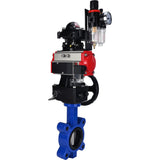 Wasser-Schmetterlingsventil Elephant WBV1631N-2W-Fb-H, Gehäusematerial - Gusseisen QT450, Scheibenmaterial - Edelstahl AISI 304, Dichtung - NBR, pneumatischer Antrieb PA-DA Doppelwirkung, 4M310-08 220V, LSU APL-210N, Handrad MON, ATU AFC2000