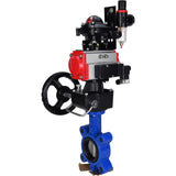 Wasser-Schmetterlingsventil Elephant WBV1631N-2W-Fb-H, Gehäusematerial - Gusseisen QT450, Scheibenmaterial - Edelstahl AISI 304, Dichtung - NBR, pneumatischer Antrieb PA-DA Doppelwirkung, 4M310-08 220V, LSU APL-210N, Handrad MON, ATU AFC2000