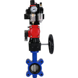 Wasser-Schmetterlingsventil Elephant WBV1631N-2W-Fb-H, Gehäusematerial - Gusseisen QT450, Scheibenmaterial - Edelstahl AISI 304, Dichtung - NBR, pneumatischer Antrieb PA-DA Doppelwirkung, 4M310-08 24V, LSU APL-410N EX, Handrad MON, ATU AFC2000