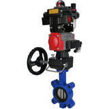 Wasser-Schmetterlingsventil Elephant WBV1631N-2W-Fb-H, Gehäusematerial - Gusseisen QT450, Scheibenmaterial - Edelstahl AISI 304, Dichtung - NBR, pneumatischer Antrieb PA-DA Doppelwirkung, 4M310-08 24V, LSU APL-410N EX, Handrad MON, ATU AFC2000