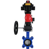 Wasser-Schmetterlingsventil Elephant WBV1631N-2W-Fb-H, Gehäusematerial - Gusseisen QT450, Scheibenmaterial - Edelstahl AISI 304, Dichtung - NBR, pneumatischer Antrieb PA-DA Doppelwirkung, 4M310-08 24V, LSU APL-410N EX, Handrad MON, ATU AFC2000