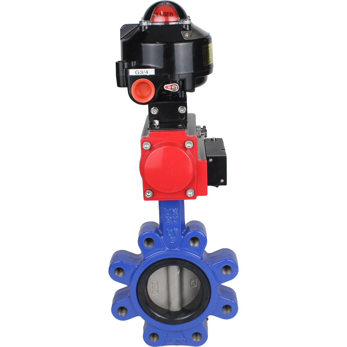 Wasser-Schmetterlingsventil Elephant WBV1631N-2W-Fb-H, Gehäusematerial - Gusseisen QT450, Scheibenmaterial - Edelstahl AISI 304, Dichtung - NBR, pneumatischer Antrieb PA-SA mit Rückstellfedern, 4M310-08 24V, LSU APL-510N EX