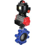 Wasser-Schmetterlingsventil Elephant WBV1631N-2W-Fb-H, Gehäusematerial - Gusseisen QT450, Scheibenmaterial - Edelstahl AISI 304, Dichtung - NBR, pneumatischer Antrieb PA-DA Doppelwirkung, 4M310-08 220V, LSU APL-510N EX