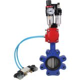 Wasser-Schmetterlingsventil Elephant WBV1631E-2W-Fb-H, Gehäusematerial - Gusseisen QT450, Scheibenmaterial - Edelstahl AISI 304, Dichtung - EPDM, mit pneumatischem Doppelwirkungsantrieb PA-DA, 4V320-08 220V, ATU AFC2000