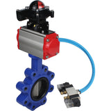 Wasser-Schmetterlingsventil Elephant WBV1631E-2W-Fb-H, Gehäusematerial - Gusseisen QT450, Scheibenmaterial - Edelstahl AISI 304, Dichtung - EPDM, pneumatischer Antrieb PA-SA mit Rückstellfedern, 4V320-10 220V, LSU APL-210N