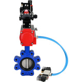 Wasser-Schmetterlingsventil Elephant WBV1631N-2W-Fb-H, Gehäusematerial - Gusseisen QT450, Scheibenmaterial - Edelstahl AISI 304, Dichtung - NBR, pneumatischer Antrieb PA-SA mit Rückstellfedern, 4V320-08 220V, LSU APL-210N ATU AFC2000