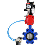 Wasser-Schmetterlingsventil Elephant WBV1631N-2W-Fb-H, Gehäusematerial - Gusseisen QT450, Scheibenmaterial - Edelstahl AISI 304, Dichtung - NBR, pneumatischer Antrieb PA-DA Doppelwirkung, 4V320-08 220V, LSU APL-210N, ATU AFC2000
