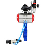 Wasser-Schmetterlingsventil Elephant WBV1631N-2W-Fb-H, Gehäusematerial - Gusseisen QT450, Scheibenmaterial - Edelstahl AISI 304, Dichtung - NBR, pneumatischer Antrieb PA-DA Doppelwirkung, 4V320-10 220V, LSU APL-210N, ATU AFC2000