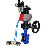 Wasser-Schmetterlingsventil Elephant WBV1631N-2W-Fb-H, Gehäusematerial - Gusseisen QT450, Scheibenmaterial - Edelstahl AISI 304, Dichtung - NBR, pneumatischer Antrieb PA-DA Doppelwirkung, 4V320-10 220V, LSU APL-210N, Handrad MON, ATU AFC2000