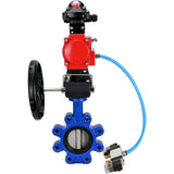 Wasser-Schmetterlingsventil Elephant WBV1631N-2W-Fb-H, Gehäusematerial - Gusseisen QT450, Scheibenmaterial - Edelstahl AISI 304, Dichtung - NBR, pneumatischer Antrieb PA-DA Doppelwirkung, 4V320-10 220V, LSU APL-210N, Handrad MON