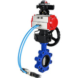 Wasser-Schmetterlingsventil Elephant WBV1631N-2W-Fb-H, Gehäusematerial - Gusseisen QT450, Scheibenmaterial - Edelstahl AISI 304, Dichtung - NBR, pneumatischer Antrieb PA-DA Doppelwirkung, 4V320-10 220V, LSU APL-210N, Handrad MON
