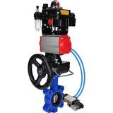 Wasser-Schmetterlingsventil Elephant WBV1631N-2W-Fb-H, Gehäusematerial - Gusseisen QT450, Scheibenmaterial - Edelstahl AISI 304, Dichtung - NBR, pneumatischer Antrieb PA-DA Doppelwirkung, 4V320-08 220V, LSU APL-410N EX, Handrad MON, ATU AFC2000