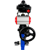 Wasser-Schmetterlingsventil Elephant WBV1631N-2W-Fb-H, Gehäusematerial - Gusseisen QT450, Scheibenmaterial - Edelstahl AISI 304, Dichtung - NBR, pneumatischer Antrieb PA-DA Doppelwirkung, 4V320-10 220V, LSU APL-410N EX, Handrad MON