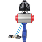 Wasser-Schmetterlingsventil Elephant WBV1631N-2W-Fb-H, Gehäusematerial - Gusseisen QT450, Scheibenmaterial - Edelstahl AISI 304, Dichtung - NBR, pneumatischer Antrieb PA-DA Doppelwirkung, 4V320-10 220V, LSU APL-510N EX