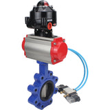 Wasser-Schmetterlingsventil Elephant WBV1631E-2W-Fb-H, Gehäusematerial - Gusseisen QT450, Scheibenmaterial - Edelstahl AISI 304, Dichtung - EPDM, pneumatischer Antrieb PA-SA mit Rückstellfedern, 4V320-10 220V, LSU APL-510N EX