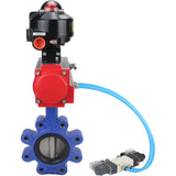 Wasser-Schmetterlingsventil Elephant WBV1631N-2W-Fb-H, Gehäusematerial - Gusseisen QT450, Scheibenmaterial - Edelstahl AISI 304, Dichtung - NBR, pneumatischer Antrieb PA-DA Doppelwirkung, 4V320-10 220V, LSU APL-510N EX