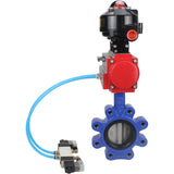 Wasser-Schmetterlingsventil Elephant WBV1631N-2W-Fb-H, Gehäusematerial - Gusseisen QT450, Scheibenmaterial - Edelstahl AISI 304, Dichtung - NBR, pneumatischer Antrieb PA-DA Doppelwirkung, 4V320-10 220V, LSU APL-510N EX