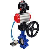 Wasser-Schmetterlingsventil Elephant WBV1631N-2W-Fb-H, Gehäusematerial - Gusseisen QT450, Scheibenmaterial - Edelstahl AISI 304, Dichtung - NBR, pneumatischer Antrieb PA-DA Doppelwirkung, 4V320-08 220V, LSU APL-510N EX, Handrad MON