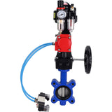 Wasser-Schmetterlingsventil Elephant WBV1631N-2W-Fb-H, Gehäusematerial - Gusseisen QT450, Scheibenmaterial - Edelstahl AISI 304, Dichtung - NBR, pneumatischer Antrieb PA-DA Doppelwirkung, 4V320-08 220V, LSU APL-510N EX, Handrad MON, ATU AFC2000