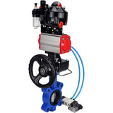 Wasser-Schmetterlingsventil Elephant WBV1631N-2W-Fb-H, Gehäusematerial - Gusseisen QT450, Scheibenmaterial - Edelstahl AISI 304, Dichtung - NBR, pneumatischer Antrieb PA-DA Doppelwirkung, 4V320-08 220V, LSU APL-510N EX, Handrad MON, ATU AFC2000