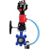 Wasser-Schmetterlingsventil Elephant WBV1631N-2W-Fb-H, Gehäusematerial - Gusseisen QT450, Scheibenmaterial - Edelstahl AISI 304, Dichtung - NBR, pneumatischer Antrieb PA-DA Doppelwirkung, 4V320-08 220V, LSU APL-510N EX, Handrad MON, ATU AFC2000
