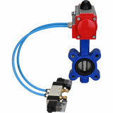 Wasser-Schmetterlingsventil Elephant WBV1631E-2W-Fb-H, Gehäusematerial - Gusseisen QT450, Scheibenmaterial - Edelstahl AISI 304, Dichtung - EPDM, mit pneumatischem Doppelwirkungsantrieb PA-DA, 4V320-08 220V
