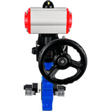 Wasser-Schmetterlingsventil Elephant WBV1631E-2W-Fb-H, Gehäusematerial - Gusseisen QT450, Scheibenmaterial - Edelstahl AISI 304, Dichtung - EPDM, mit pneumatischem Doppelwirkungsantrieb PA-DA, 4V320-10 220V, Handrad MON