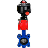 Wasser-Schmetterlingsventil Elephant WBV1631E-2W-Fb-H, Gehäusematerial - Gusseisen QT450, Scheibenmaterial - Edelstahl AISI 304, Dichtung - EPDM, mit pneumatischem Doppelwirkungsantrieb PA-DA, LSU APL-510N EX
