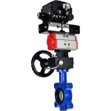 Water Butterfly Valve Elephant WBV1631N-2W-Fb-H, Gehäusematerial - Gusseisen QT450, Scheibenmaterial - Edelstahl AISI 304, Dichtung - NBR, pneumatischer Antrieb PA-DA Doppelwirkung, Positionsgeber YT-1000RSN ohne Rückmeldung, Handrad MON