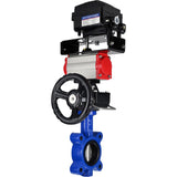 Water Butterfly Valve Elephant WBV1631N-2W-Fb-H, Gehäusematerial - Gusseisen QT450, Scheibenmaterial - Edelstahl AISI 304, Dichtung - NBR, pneumatischer Antrieb PA-DA Doppelwirkung, Positionsgeber YT-1000RSN ohne Rückmeldung, Handrad MON