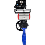 Water Butterfly Valve Elephant WBV1631N-2W-Fb-H, Gehäusematerial - Gusseisen QT450, Scheibenmaterial - Edelstahl AISI 304, Dichtung - NBR, pneumatischer Antrieb PA-DA Doppelwirkung, Positionsgeber YT-1000RSN ohne Rückmeldung, Handrad MON