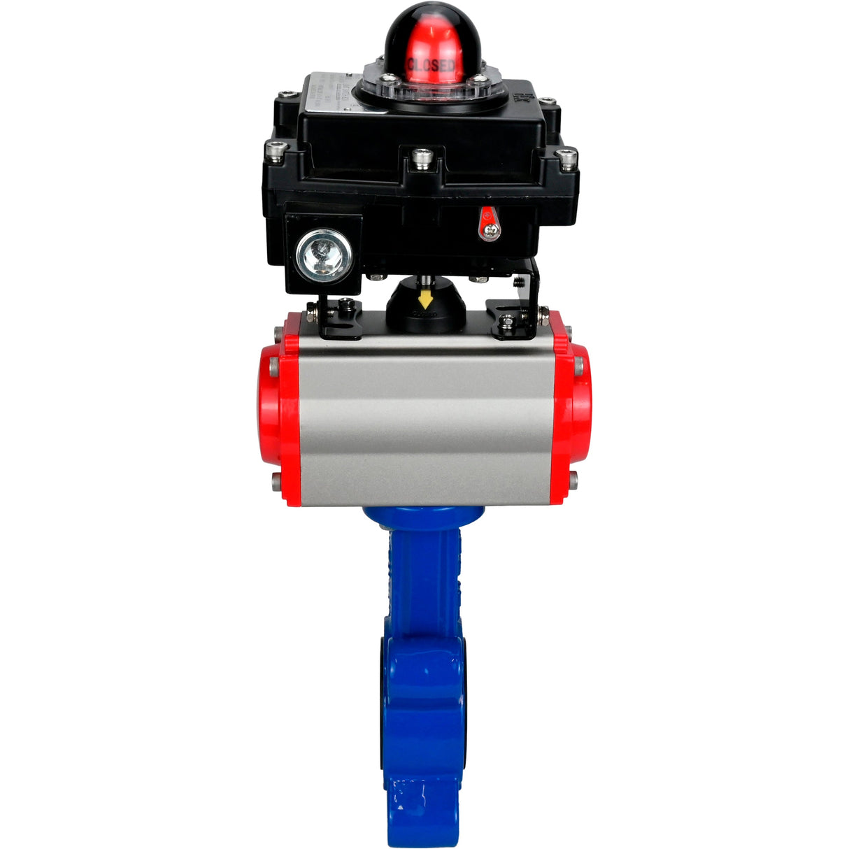 Wasser-Schmetterlingsventil Elephant WBV1631E-2W-Fb-H, Gehäusematerial - Gusseisen QT450, Scheibenmaterial - Edelstahl AISI 304, Dichtung - EPDM, mit pneumatischem Doppelwirkungsantrieb PA-DA, LSU APL-410N EX