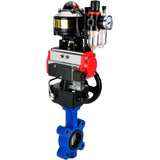 Wasser-Schmetterlingsventil Elephant WBV1631N-2W-Fb-H, Gehäusematerial - Gusseisen QT450, Scheibenmaterial - Edelstahl AISI 304, Dichtung - NBR, pneumatischer Antrieb PA-DA Doppelwirkung, 4M310-08 220V, LSU APL-510N EX, Handrad MON, ATU AFC2000