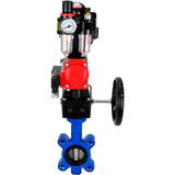 Wasser-Schmetterlingsventil Elephant WBV1631N-2W-Fb-H, Gehäusematerial - Gusseisen QT450, Scheibenmaterial - Edelstahl AISI 304, Dichtung - NBR, pneumatischer Antrieb PA-DA Doppelwirkung, 4M310-08 220V, LSU APL-510N EX, Handrad MON, ATU AFC2000