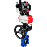 Wasser-Schmetterlingsventil Elephant WBV1631N-2W-Fb-H, Gehäusematerial - Gusseisen QT450, Scheibenmaterial - Edelstahl AISI 304, Dichtung - NBR, pneumatischer Antrieb PA-DA Doppelwirkung, 4M310-08 220V, LSU APL-510N EX, Handrad MON, ATU AFC2000